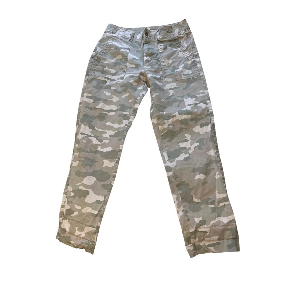 Gap Girlfriend Khaki Camo Print Pants Womens Size 4 Cotton Blend Relaxed Fit